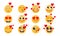 Eyes love set emoticons yellow face. Vector collection fun yellow loving humor mood smileys with hearts. Cartoon emoji character