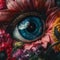 Eyes of madness, in the style of floral surrealism