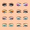 Eyes makeup icons vector set