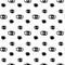 Eyes seamless pattern black on white with lashes