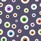 Eyes seamless pattern on blue background. Eyeballs iris concept