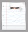 Eyes of a student peer through a hole in a sheet of school notebook paper