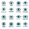Eyes symbols. Medical logotypes collection for ophthalmological clinic focus human eye vision recent vector pictures