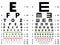 Eyes test chart. Vision testing table, ophthalmic spectacles measuring equipment. Vector illustration