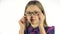 Eyes Test, Child Ophthalmology Examining, Shortsighted Kid, Girl Need Eyeglasses