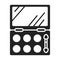 Eyeshadow palette black glyph icon. Decorative cosmetics sign. Beauty industry. Professional facial make up. Pictogram for web