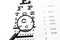 Eyesight test with black small magnifier, glasses and snellen chart