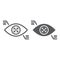 Eyetap line and glyph icon, sensor and innovation, eye tracking sign, vector graphics, a linear pattern on a white