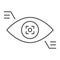 Eyetap thin line icon, sensor and innovation, eye tracking sign, vector graphics, a linear pattern on a white background