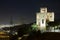 F Castle of Torre Baro in night. Barcelona