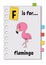 F is for flamingo. ABC game for kids. Word and letter. Learning words for study English. Cartoon character. Color vector