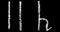 F, g, h, i, j, k, handwritten white chalk letters isolated on black background animation