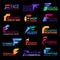 F icons corporate identity abstract shape style