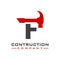 F letter construction logo design