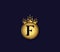 F Letter Crown Golden Colors Logo Design Concept