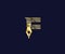 F letter Lawyer logo with creative Design Gold Color