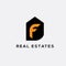 F letter real estates logo. House vector logo