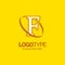 F Logo Template. Yellow Background Circle Brand Name template Pl