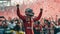 An F1 Formula One driver celebrates the Grand Prix victory. Generative AI AIG32
