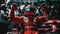 An F1 Formula One driver celebrates the Grand Prix victory. Generative AI AIG32