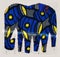 Fabric applique with blue elephants