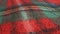 Fabric background. super close up detail of woolen checkered red plaid