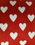 fabric with design of figures of hearts, textured background