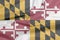 Fabric flag of Maryland. Crease of Maryland flag background, The states of America.