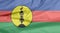 Fabric flag of New Caledonia. Crease of New Caledonia flag background.