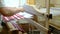 fabric making loom close-up. a man makes fabric on a satre wooden loom slow mo