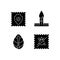 Fabric quality characteristics black glyph icons set on white space