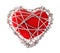 Fabric red heart in aluminium wire