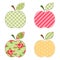 Fabric retro applique of cute apples with green leaf