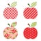 Fabric retro applique of cute apples with green leaf