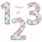 Fabric retro numbers in shabby chic style