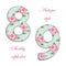Fabric retro numbers in shabby chic style
