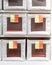 Fabric storage boxes in square shape with orange and yellow pull
