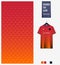 Fabric textile design. Orange gradient geometry shape pattern for soccer jersey, football kit, baseball uniform or sports shirt.