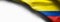 Fabric texture flag of Colombia on white background - right top corner