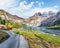 Fabulous autumn view of Oeschinensee Lake