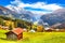 Fabulous autumn view of picturesque alpine Wengen village and Lauterbrunnen Valley