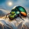 fabulous beetle, bright colors in insects, fantastic plot with beetles