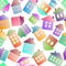 Fabulous bright multi-colored children\\\'s houses, seamless pattern. Design tissue paper for packaging