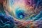 Fabulous Cloud Tunnel. Smooth Multicolored Entrance to a Celestial Realm