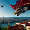 fabulous dragon over city