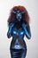 Fabulous female from fairytale with blue black body art