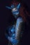 Fabulous female from fairytale with blue black body art