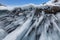 Fabulous ice icicles on the rocks of lake Baikal. Eastern Siberia,