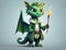 Fabulous magical green Oriental Dragon in costume