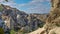 Fabulous natural volcanic tuff formation with cave rock houses in Open-air Museum Goreme,Cappadocia valley,Turkey